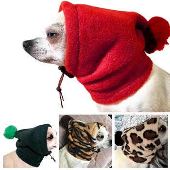 ניו חורף חם לחיות מחמד כובע קליל עם הדפס מנומר שרוך מתכוונן לכלב כובע עם כדור פרווה אופנה לחיות מחמד כיסויי ראש ואביזרים